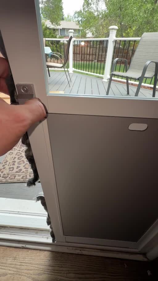 Completed sliding glass dog door installation for Camille in Lakewood
